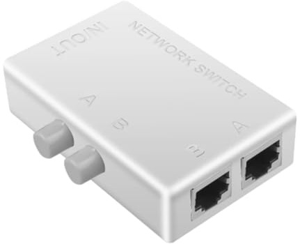 Hanabitx Conmutador de red RJ45 de 2 puertos LAN Ethernet, conmutador RJ45, divisor dual de 2 vías, adaptador de interruptor de intercambio manual