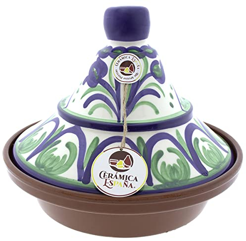 CERÁMICA ESPAÑA | Tajine fango refrattario | Tajine marocchina | Tajine ceramica tradizionale | Tagine | Tagine | Tagine con coperchio - Modello M03 | Decorazione 100% fatta a mano | 27x27x23 cm