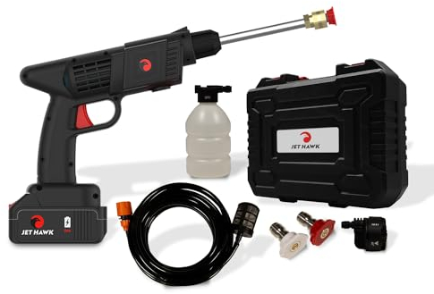 Hammersmith JetHawk - Akku Hochdruckreiniger - mobiler & kabelloser Hochdruckreiniger für Auto, Terrasse, Garten, Balkon & Fahrrad - wiederaufladbarer Druckreiniger inkl. 3 Sprühdüsen & 5m Schlauch