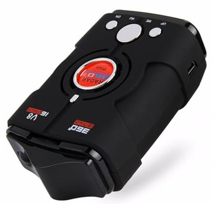 V8 Speed Camera Detector, Vehicle Alarm System, Electronic Dog Detector - 360° GPS Police Safe Voice Alert, 16 Band Black
