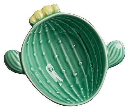 LABRIMP Cuenco De Cerámica Hogar Forma De Cactus Verde, Tamaño Mediano, Material Cerámico, Diseño Creativo, Adecuado Para Sopa y Ensalada, Uso Restaurante y Casa