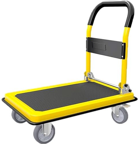 Klappbarer Plattformwagen aus Metall mit Einer Tragkraft von 300 kg, Schubkarre mit Bremse, Pritschenwagen mit 4 Rädern