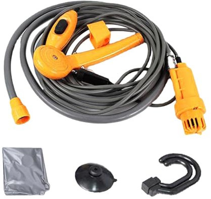 Camping Shower Kit, Portable Shower for Camping, Plug And Play Hand Shower, Movable Shower with 12V Hose, Camping Shower for Cleaning 'Car Wash, Switchable Shower with des
