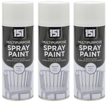 DIOXSTAR Multi-Purpose Spray Paint, White Matt Finish, Fast Drying, Non-Cracking, Suitable for Wood, Plastic and Metal, Indoor and Outdoor Use, Easy to Use, 400ml (3 PCS)