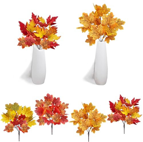 RHQFDM Decorazione autunnale 4 pezzi foglie d'acero artificiale 43 cm plastica decorazione da tavolo Halloween