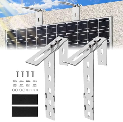 Aolawco 2 Piezas Soporte Panel Solar, Soporte Placas Solares, Solar Panel Mounting Brackets Sin Taladrar, Para Balcón Paredes Tejados