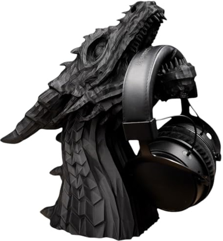 Dragon Headphone Stand - Headphones Holder Statue, Gamer Gift - 15 Tall, Matte Black