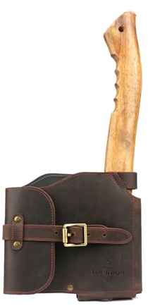 Tourbon Outdoor Loggers Axe Sheath Leather Felling Hatchet Head Cover Protector Pouch with Belt Loop Adjustable Buckle Strap