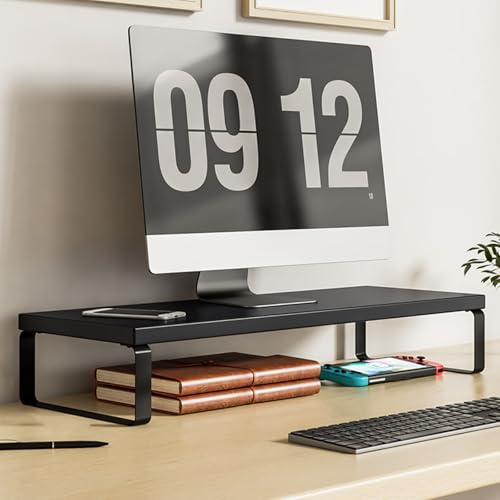 Onxyrbyte Rehausseur Ecran,Rehausseur Ecran Pc Bureau,RéHausseur D'éCran en Bois,RéHausseur D'éCran pour Pc,Support De Moniteur D'Ordinateur Ergonomique,pour Ordinateur Portable,Imprimantes