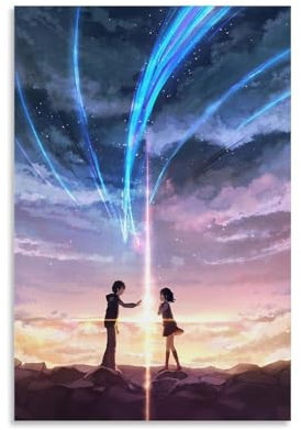 ZHXIAOLDE Kimi No Na Wa Papel Pintado Teléfono Póster Pintura Decorativa Lienzo Arte de Pared Salón Póster Dormitorio Pintura, Arte de Pared Impresión de Imagen Moderna Decoración de Habitación