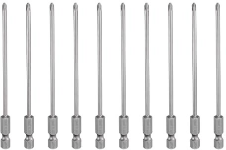 QUARKZMAN 10Pcs Embout de Tournevis Cruciforme Phillips #1 Ph1 Tige Hexagonale 1/4 4,33 (110mm) Longueur Acier S2 Magnétique À Tête Cruciforme 0,118 (3mm) Tige