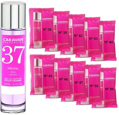 CARAVAN FRAGANCIAS Damenparfüm Nr. 37, 150 ml + Set mit 10 Flaschen mit verschiedenen Damenduften von Caravan, um neue Düfte zu entdecken