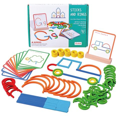 Dr. MUYA® Montessori Spielzeug 3 4 5 6 Jahre, Holzspielzeug ab 3 Jahre, Tangram Kinder, Lernspiele ab 4 Jahre, Feinmotorik ab 3 Jahre, Lernspielzeug, Geschenk 3-6 Jahre Kinder Junge Mädchen