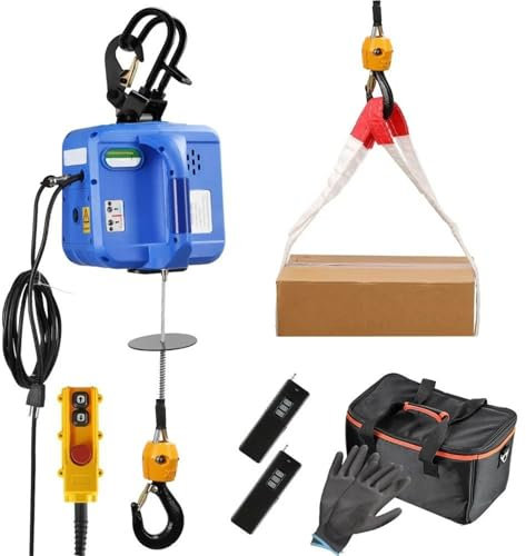 SRKATI montacarichi da Balcone Paranco Elettrico PRO, Altezza di Sollevamento 29,5 Piedi, verricello Elettrico Portatile da 1600 W, Controller Pendente, sovraccarico da 1.100 libbre Argano Elettrico