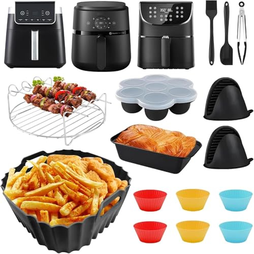 Philips Airfryer Tillbehörsset för 2000-Serien NA229/00 4,2 L - Varmluftsfritös Tillbehör Med Silikonform, Grillgaller och Grilltänger