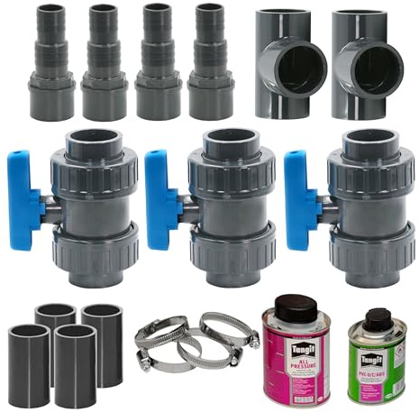 HAF Bypass Set Basic | Ventil für den Anschluss von Pool Wärmepumpe Poolheizung Solaranlage | Adapter für optimale Regulierung des Wasserdurchfluss | Anschlussset mit 32mm 38mm Schlauchanschluss