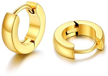 U7 Huggie Creolen für Damen Herren mini Hoop Ohrringe 8/10 / 12/14 /16 mm Chunky kleine Kreolen Edelstahl Ohrschmuck Accessoire