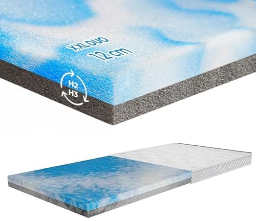 XXL Duo Topper Kaltschaum (90x200 cm) – 12 cm – orthopädisch & atmungsaktiv – H2/H3 Matratzentopper - alle Größen – Bezug waschbar – Oeko-TEX Zertifiziert