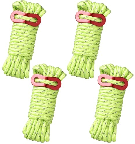 Tent Guy Ropes Nylon Guy Ropes 4mm Guide Ropes 4M Adjustable Guy Ropes for Tents Reflective Guy Lines with Tensioners Reflective Cord for Camping Awning Hiking Picnics