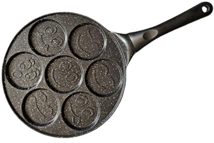 7 padelle con faccina sorridente, mini macchina per la colazione per pancake ispessite (nero)