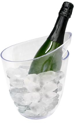 Seau à Glace Transparent pour 1 Bouteille, idéal pour Garder Les Boissons Froides, Design Fonctionnel et élégant, événements et réunions.