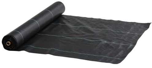 Outsunny Toile de Paillage 100 x 2 m Résistant aux Déchirures PP Noir | Géotextile de Paillage Contre les Mauvais Herbes, Conditions Climatiques Extrêmes