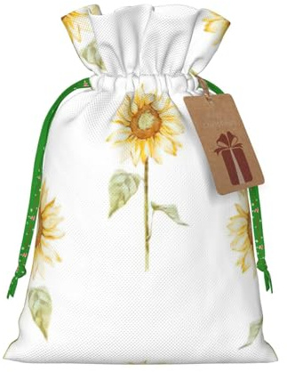 Bolsas de regalo con cordón de Navidad con estampado de girasol floreciente, saco festivo de Navidad, fiesta de cumpleaños, embalaje de regalo