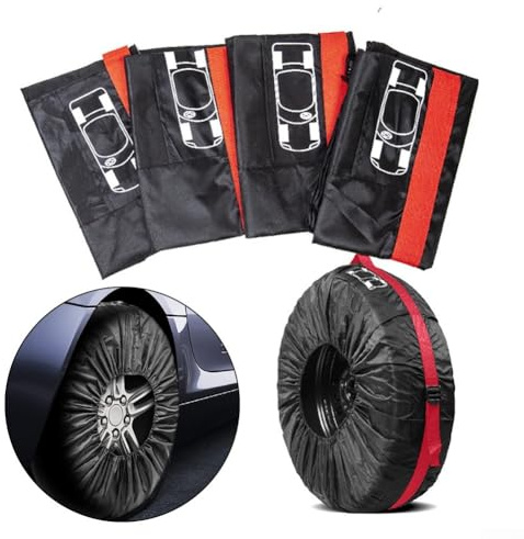 Housse de pneu de secours avec sangles réglables et poignée de transport pour VUS, camionnettes, voitures d'affaires, sacs de rangement pour roues de véhicule (L ceinture rouge)