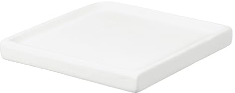 YELARXI 4.3 Inch Ceramic Plant Saucers, Square Flower Planter Water Trays Ceramic Plant Saucer Pot Tray -Fitting for (Outdoor/Indoors/Garden/Planting/Water/Flower/Coffee) White