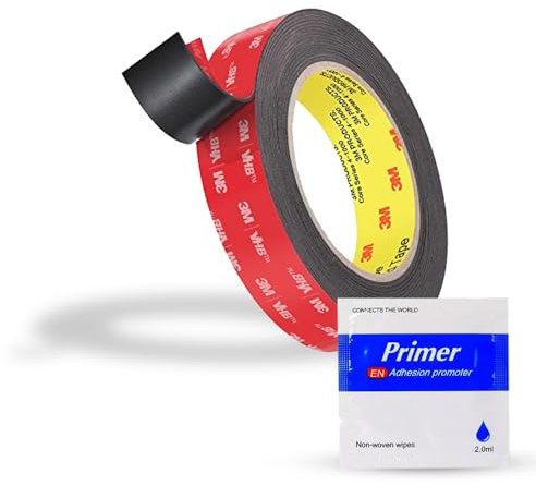 Rugistic Heavy Duty Double Sided Tape – Mounting Tape 19mm x 3m, Heat & Water Resistant, Ultra Strong Adhesive for Number Plates, Car Trim, LED Strips, Home & Office Use