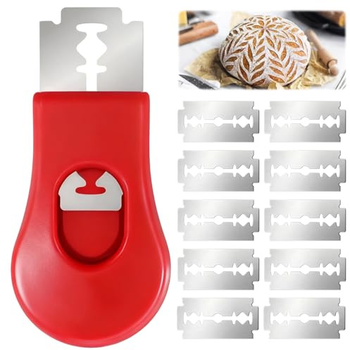Henjunu Lame Boulanger,Couteau à Découper La Pâte,Lame Boulanger pour Pain,Lame pain avec 10 Lames de Rasoir,Accessoires de Cuisson du Pains