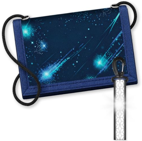 Hestya Porte-Monnaie pour Enfant Garçon Fille Portefeuille en Nylon avec Porte-Clés Pochette Tour de Cou de Voyage Portefeuille à Trois Volets Cadeau d'anniversaire (Voie Lactée)