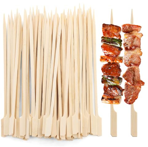 Ghligna 1000Pcs Wooden Paddle Skewers 18cm | Natural Bamboo Sticks for BBQ Party, Chocolate Fountain, Buffets & Satay | Multipurpose Kebab Sticks for Fruit Picks & Garnishes