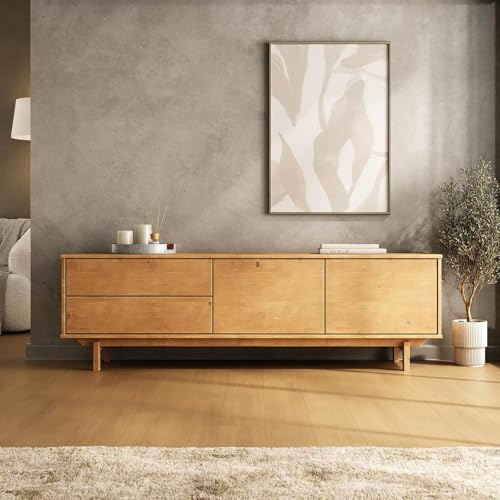 IDIMEX Lowboard LITA aus Massivholz 170 cm, Eiche Finish – TV Lowboard mit 2 Schubladen und 2 Türen, Push-to-Open System, TV Möbel mit Stauraum, Sideboard für Wohnzimmer, Skandinavisches Design