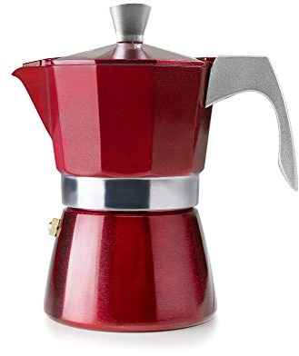 IBILI Evva espressobryggare, gjuten aluminium, lämplig för induktion, 9 koppar, 450 ml, röd