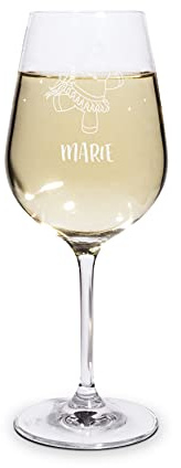 printplanet® Graviertes Weißweinglas - Leonardo® Weinglas mit Gravur (mit Name oder Text personalisiert) - Design Einhorn