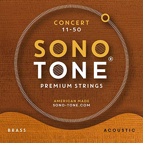 SonoTone Concert, 11-50, Extra-Light, Acoustic Guitar Strings, Custom Brass Alloy Wrap, Hand-Wound, Hex Core, Bright, Balanced, Sustain, Vintage and Traditional Sound, American Made
