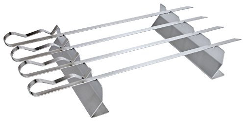 bremermann Grillspieße 4er-Set mit 2 Ablage-Gestellen, Grillspießhalter, Edelstahl