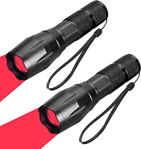 WAYLLSHINE (Pack of 2) One Mode Red Light Flashlight, Single Mode Red LED Flashlight 18650 Red Flashlight, Red LED Red Light for Astronomy, Aviation, Night Observation- 2 Pcs Red Flashlights