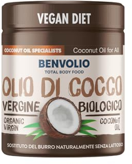 BENVOLIO - Olio di Cocco Puro Biologico Vergine 200ml - 100% Vegetale, Multiuso per Cottura, Oil Pulling, Cura del Corpo, Viso e Capelli | Ricco di MCT, Idratante Naturale | Kokosöl