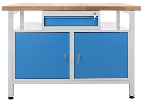 ADB Werkbank 1200x600x840mm Werktisch Packtisch mit 2 Türen & 1 Schublade