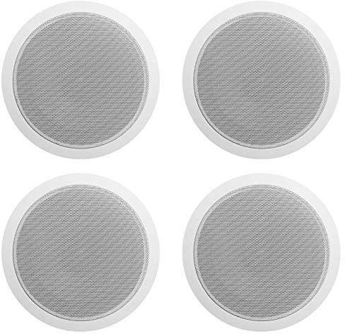 Rockville CCL6T 6 70V Commercial Ceiling Speakers (4-Pack), White, High-Performance Audio, Easy Installation, Wide Sound Dispersion, Perfect for Restaurants and Offices