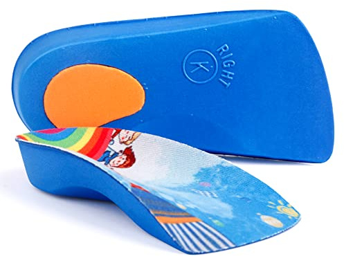 Plantilla de 3/4 de longitud para zapatos de niños, tamaño K ortopédicos insertos para niños, soporte de arco para dolor de talón de los niños, pies planos, fascitis plantar, pronación