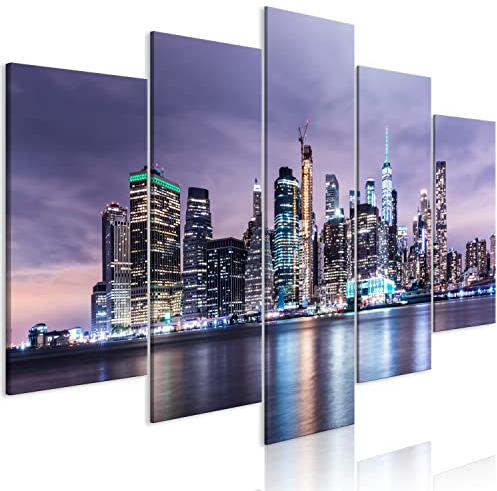 murando Acrylglasbild New York 200x100 cm 5 Teilig Wandbild auf Acryl Glasbilder Kunstdruck Moderne Acrylglas Platte Wanddekoration Geschenke Heimdekoration Glasbild NY City d-B-0256-k-m