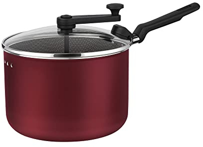 TRAMONTINA - Olla para Palomitas Loreto, de Aluminio y Revestimiento Antiadherente, con Tapa de Vidrio y Mango Antitérmico, NO APTO PARA INDUCCIÓN, 20 cm y 3,5 L, Color Rojo