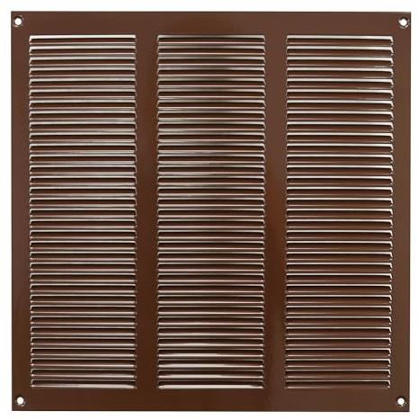 Brown Metal Air Vent Grille / 300mm x 300mm / with Fly Screen – Anti Insect Mesh/Modern Rectangular Flat Louvre Duct Cover