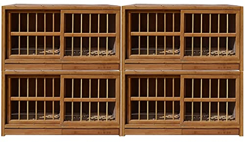 Pigeon Cage Push-pull Doors And Windows Bird Cage, Bamboo Bird Aviary, Double Drawer Manure Tray Pigeon Nest Box, Adjust Isolation Breeding Breeding Cage ( Color : Brown*4 , Size : 80*40*45cm )