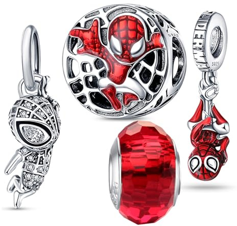 HappyStar Silber 925 Charms Anhänger für Armbänder, Combination Dangle Anhänger Bead Charms für Damen Kompatibel mit Pandora Europäischen Armbändern und Halskette （Mit Spacer Beads