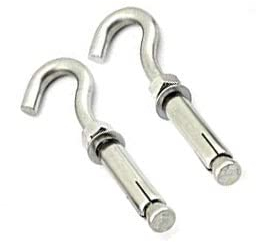 M6 Gancho de pared de hormigón, anclaje de metal, 6x45mm tornillo de gancho con pasador de hormigón expandible de 8 mm y tuerca hexagonal, fijación de gancho abierto para materiales sólidos (10 pcs)