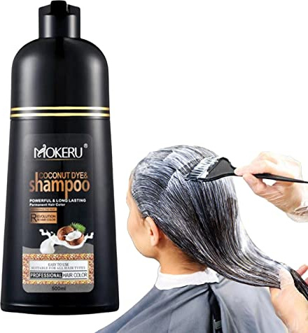 Shampoo per Capelli in Noce di Cocco, 500 ml, per Grigi, Uomini e Donne, Colori a Lunga Durata, Nero Vegetale Protegge i Danni, Senza Odore